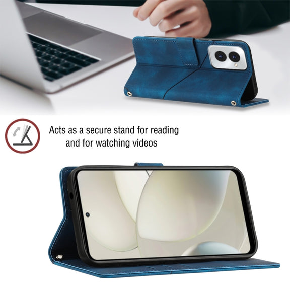 For Motorola Moto G Power 5G 2024 Skin Feel Embossed Leather Phone Case(Blue)