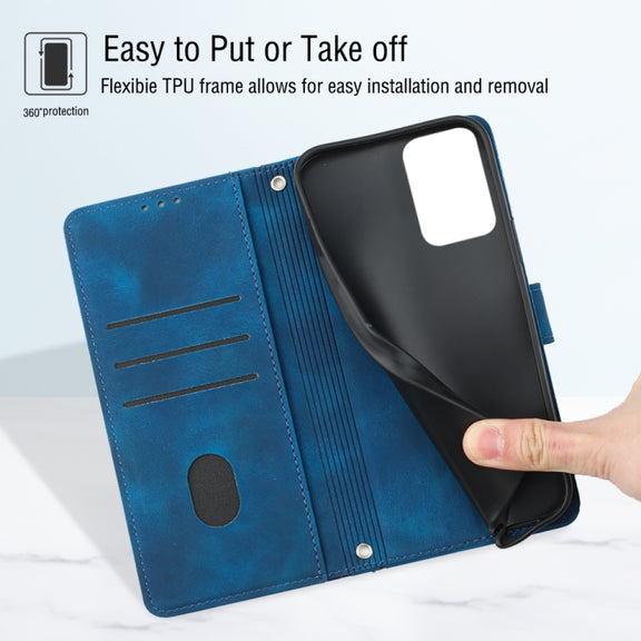 For Motorola Moto G Power 5G 2024 Skin Feel Embossed Leather Phone Case(Blue)