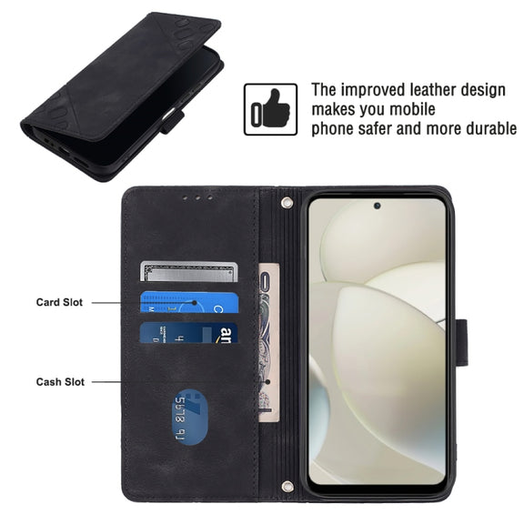 For Motorola Moto G Power 5G 2024 Skin Feel Embossed Leather Phone Case(Black)