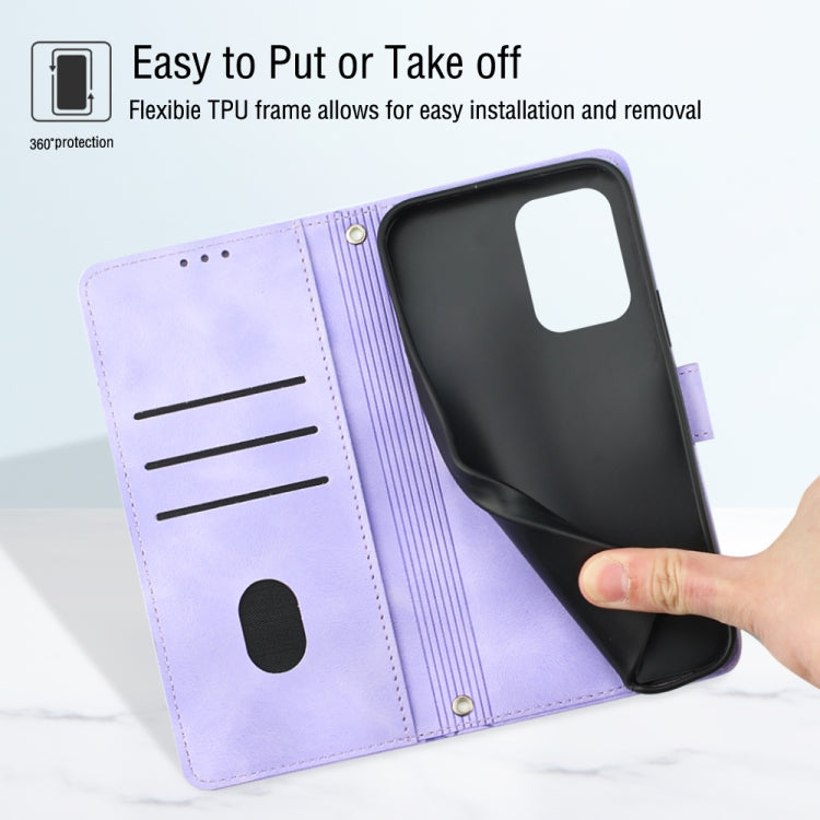For Motorola Moto G Play 5G 2024 Skin Feel Embossed Leather Phone Case(Light Purple)
