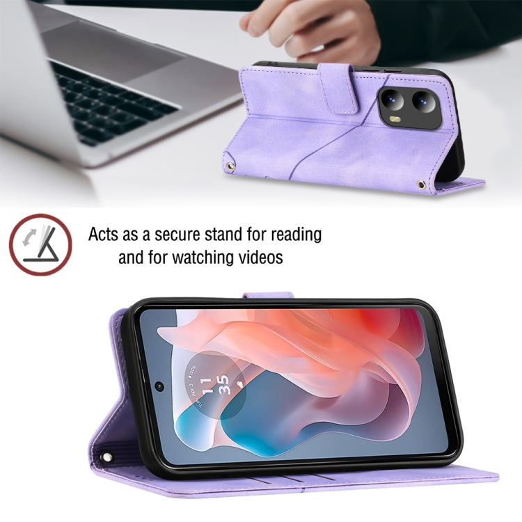 For Motorola Moto G Play 5G 2024 Skin Feel Embossed Leather Phone Case(Light Purple)