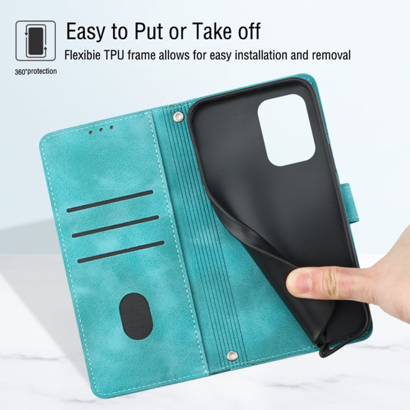 For Motorola Moto G Play 5G 2024 Skin Feel Embossed Leather Phone Case(Green)
