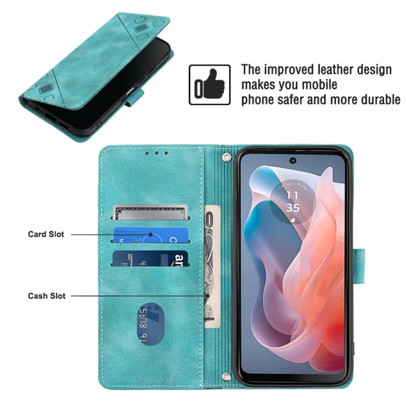 For Motorola Moto G Play 5G 2024 Skin Feel Embossed Leather Phone Case(Green)
