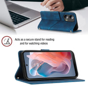For Motorola Moto G Play 5G 2024 Skin Feel Embossed Leather Phone Case(Blue)