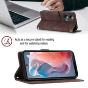 For Motorola Moto G Play 5G 2024 Skin Feel Embossed Leather Phone Case(Brown)
