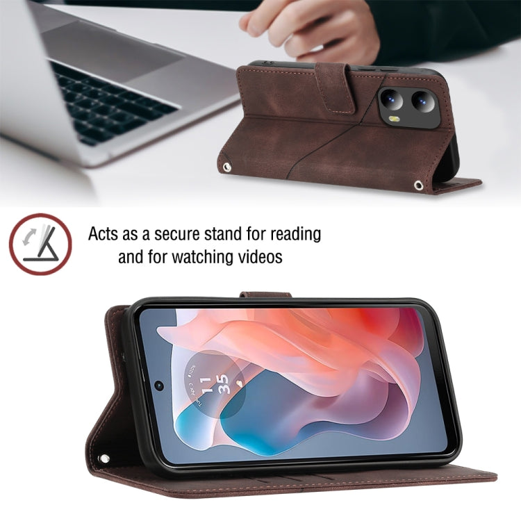 For Motorola Moto G Play 5G 2024 Skin Feel Embossed Leather Phone Case(Brown)