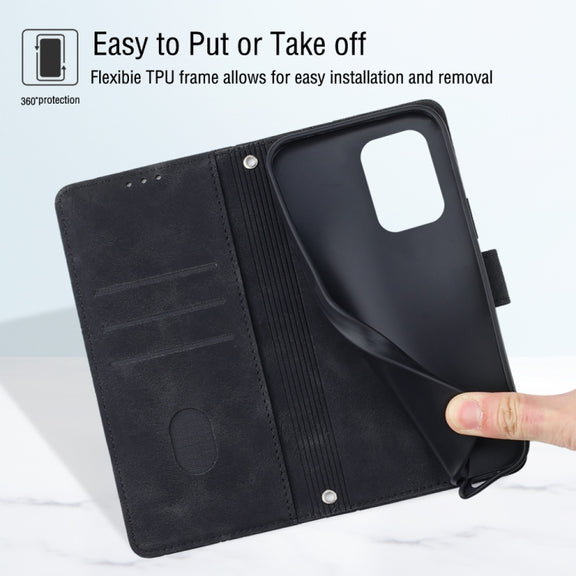 For Motorola Moto G Play 5G 2024 Skin Feel Embossed Leather Phone Case(Black)