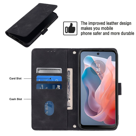For Motorola Moto G Play 5G 2024 Skin Feel Embossed Leather Phone Case(Black)