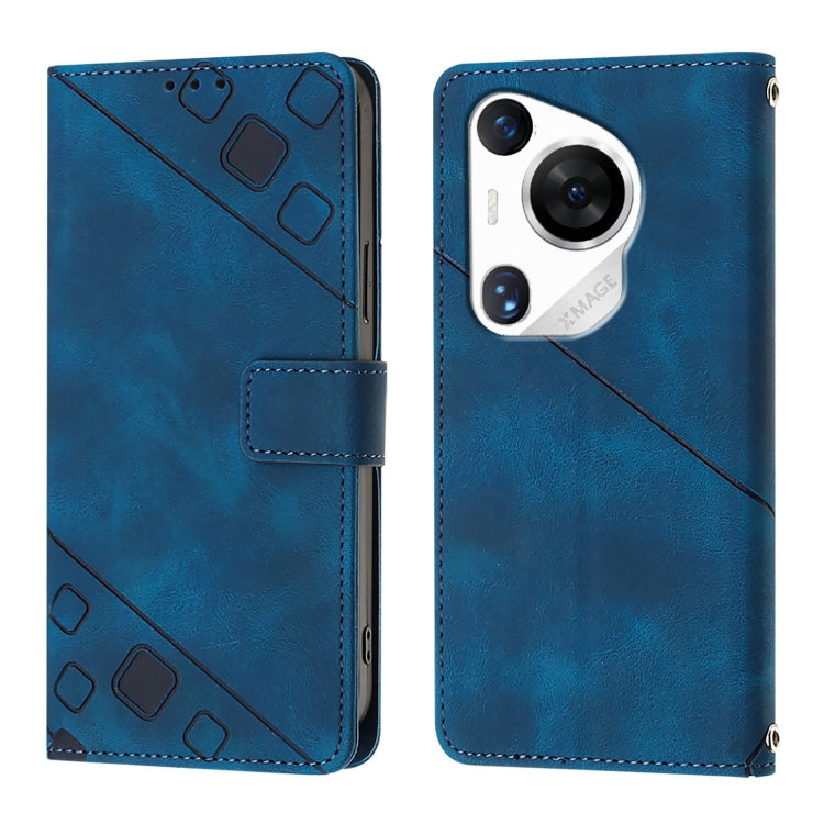 For Huawei Pura 70 Pro Skin Feel Embossed Leather Phone Case(Blue) - free shipping - PMC Jewellery - Order now!