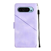 For Google Pixel 9 / 9 Pro Skin-feel Embossed Leather Phone Case(Light Purple)