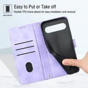 For Google Pixel 9 / 9 Pro Skin-feel Embossed Leather Phone Case(Light Purple)