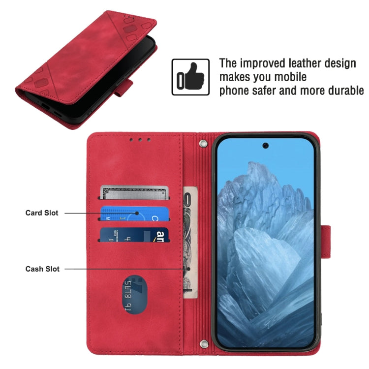 For Google Pixel 9 / 9 Pro Skin-feel Embossed Leather Phone Case(Red) - Google Cases by PMC TechLife | Online Shopping South Africa | PMC TechLife | Buy Now Pay Later Mobicred