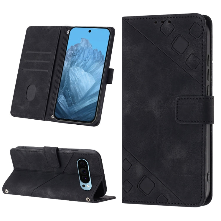 For Google Pixel 9 / 9 Pro Skin-feel Embossed Leather Phone Case(Black) - Google Cases by PMC TechLife | Online Shopping South Africa | PMC TechLife | Buy Now Pay Later Mobicred
