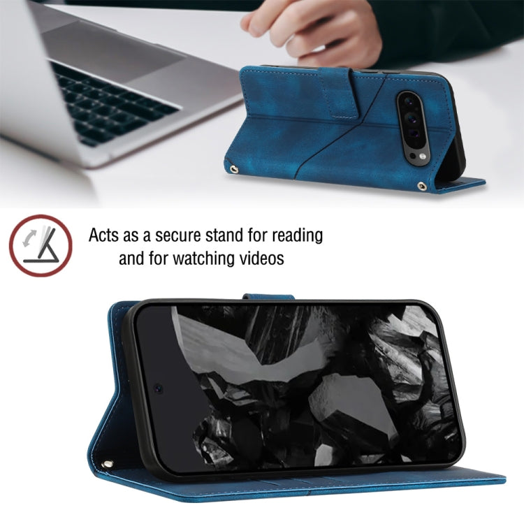 For Google Pixel 9 Pro XL Skin-feel Embossed Leather Phone Case(Blue) - Google Cases by PMC TechLife | Online Shopping South Africa | PMC TechLife | Buy Now Pay Later Mobicred