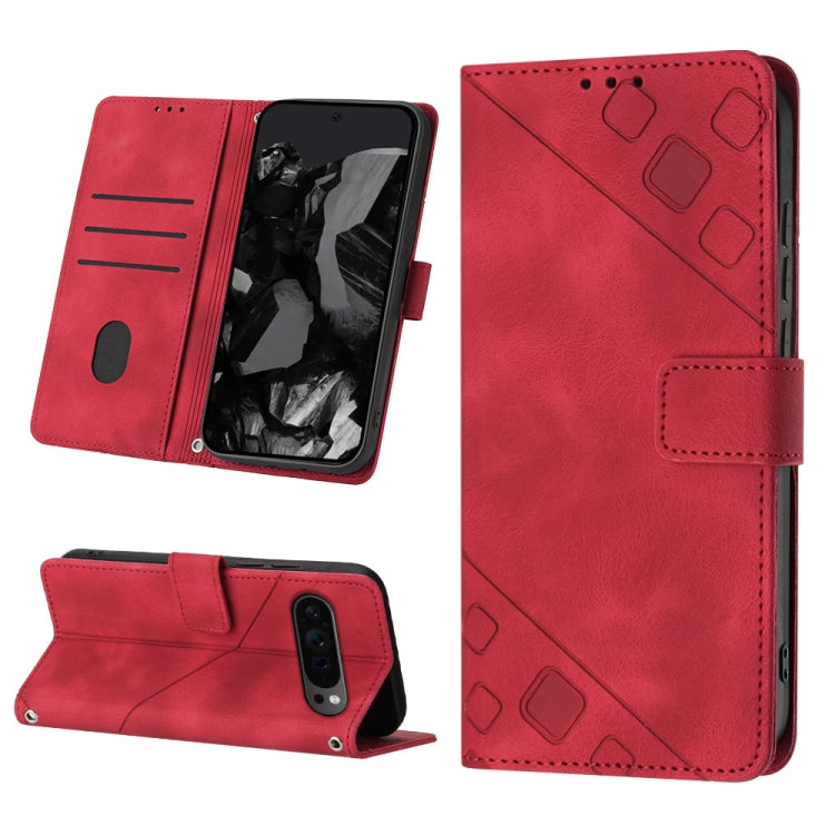 For Google Pixel 9 Pro XL Skin-feel Embossed Leather Phone Case(Red) - free shipping - PMC TechLife - Order now!