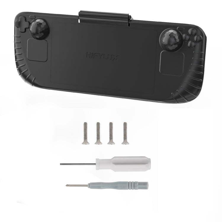 For Steam Deck Hifylux 3 in 1 Gaming Console Protector Guard Monitor Cover Sun Hood Kickstand Holder Mount(Black)