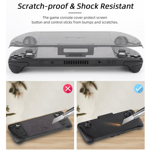 For Steam Deck Hifylux 3 in 1 Gaming Console Protector Guard Monitor Cover Sun Hood Kickstand Holder Mount(Black)