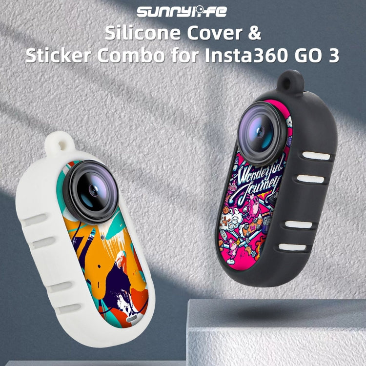 For Insta360 GO 3 Sunnylife Cooling Silicone Case Stickers Skin Wrap Lens Cover with Neck Strap(Black)