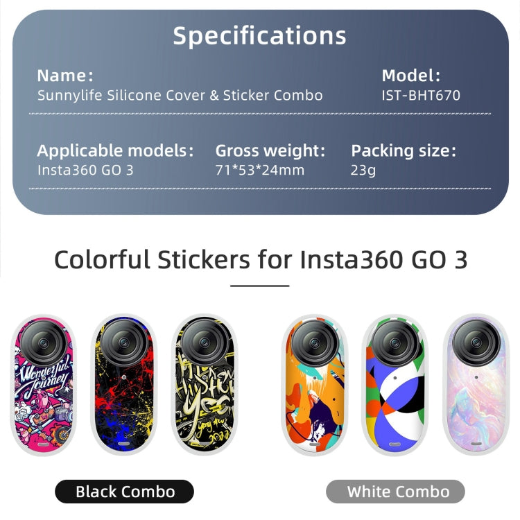 For Insta360 GO 3 Sunnylife Cooling Silicone Case Stickers Skin Wrap Lens Cover with Neck Strap(White) - Case & Bags by Sunnylife | Online Shopping South Africa | PMC TechLife | Buy Now Pay Later Mobicred