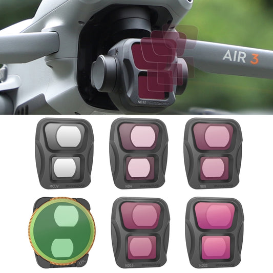 For DJI Air 3 Sunnylife Camera Lens Filter, Filter:6 in 1 MCUV CPL ND4 ND8 ND16 ND32 - free shipping - PMC Jewellery - Order now!