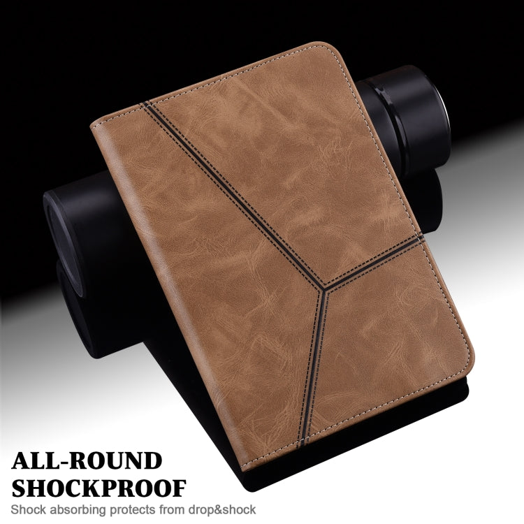 For Lenovo Tab M11 / Xiaoxin Pad 11 2024 Solid Color Stripe Embossed Leather Tablet Case(Brown)