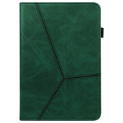 For Samsung Galaxy Tab S9+ / S9 FE+ Solid Color Stripe Embossed Leather Tablet Case(Green)