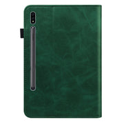 For Samsung Galaxy Tab S9+ / S9 FE+ Solid Color Stripe Embossed Leather Tablet Case(Green)