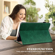 For Samsung Galaxy Tab S9+ / S9 FE+ Solid Color Stripe Embossed Leather Tablet Case(Green)