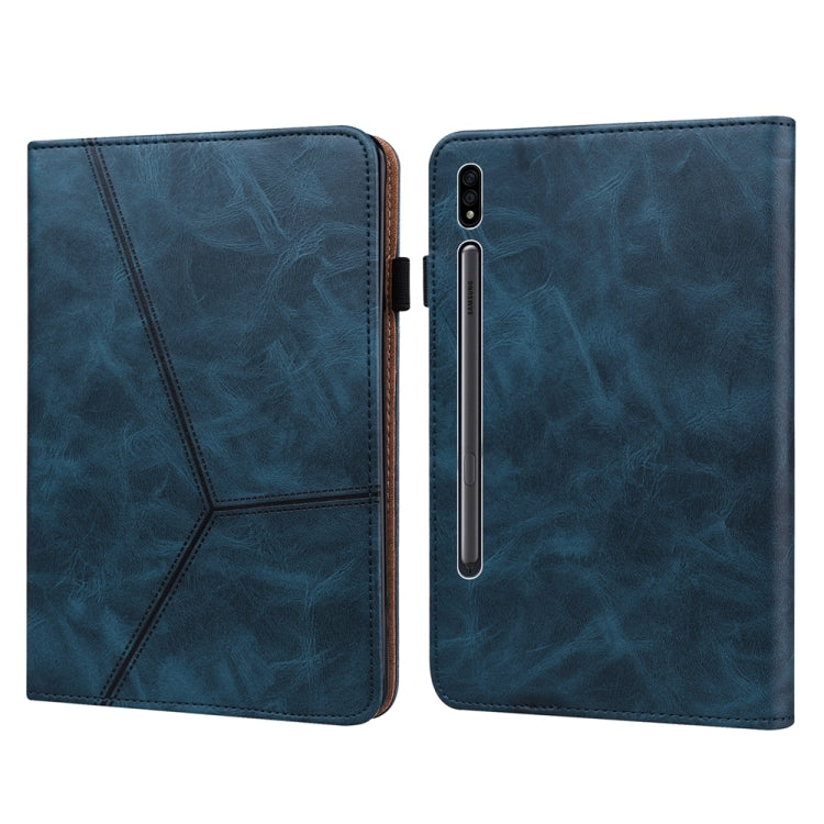 For Samsung Galaxy Tab S9+ / S9 FE+ Solid Color Stripe Embossed Leather Tablet Case(Blue) - Galaxy Tab S9 FE+ by PMC TechLife | Online Shopping South Africa | PMC TechLife | Buy Now Pay Later Mobicred