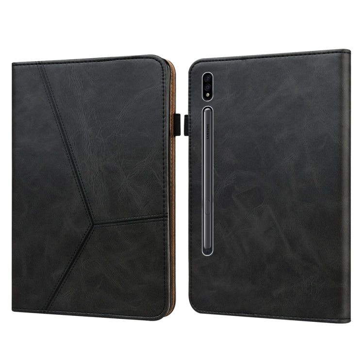 For Samsung Galaxy Tab S7/S8/S9/S9 FE Solid Color Stripe Embossed Leather Tablet Case(Black) - Galaxy Tab S9 FE by PMC TechLife | Online Shopping South Africa | PMC TechLife