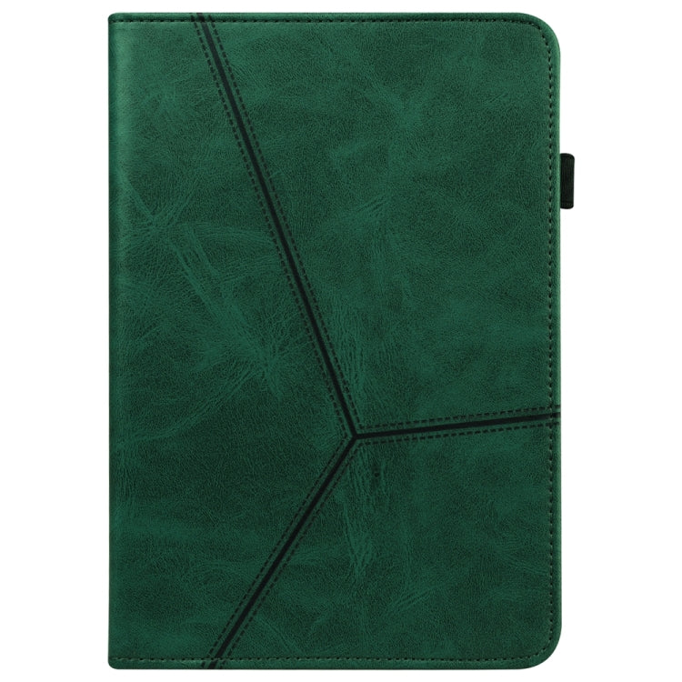 For Samsung Galaxy Tab S9 / S9 FE Solid Color Stripe Embossed Leather Tablet Case(Green) - free shipping - PMC TechLife - Order now!