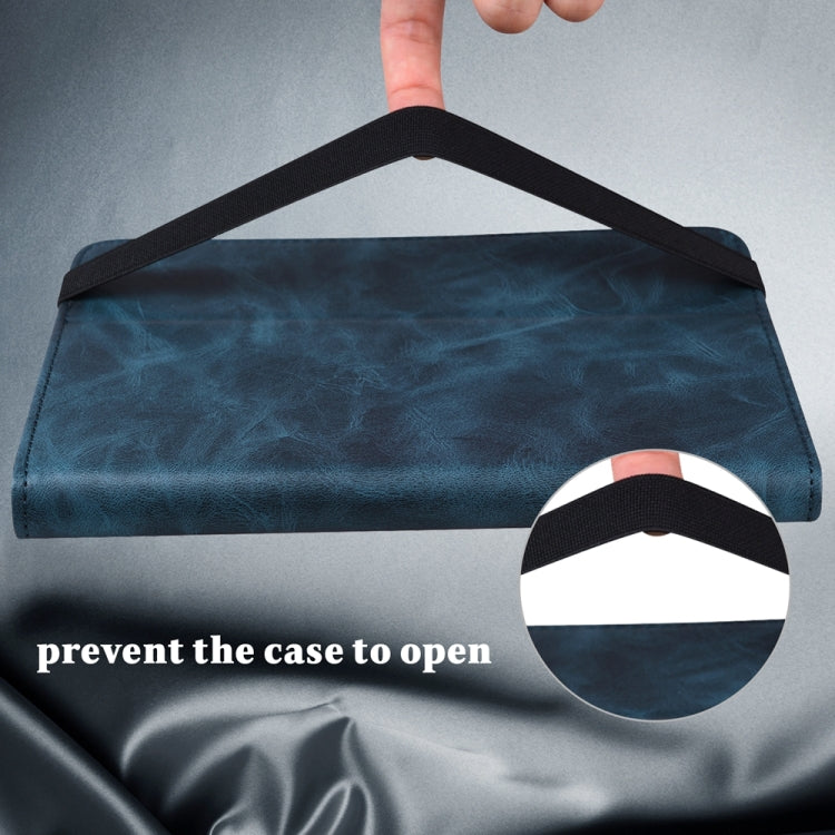 For Samsung Galaxy Tab S7/S8/S9/S9 FE Solid Color Stripe Embossed Leather Tablet Case(Blue) - Galaxy Tab S9 FE by PMC TechLife | Online Shopping South Africa | PMC TechLife