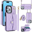 For iPhone 16 Pro Max Crossbody Rhombic Horizontal Wallet Leather Phone Case(Purple) - iPhone 16 Pro Max Cases by PMC TechLife | Online Shopping South Africa | PMC TechLife | Buy Now Pay Later Mobicred