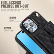 For iPhone 16 Pro Crossbody Rhombic Horizontal Wallet Leather Phone Case(Black)