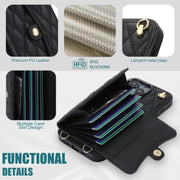 For iPhone 16 Pro Crossbody Rhombic Horizontal Wallet Leather Phone Case(Black)