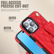 For iPhone 16 Pro Crossbody Rhombic Horizontal Wallet Leather Phone Case(Red)