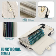 For iPhone 16 Crossbody Rhombic Horizontal Wallet Leather Phone Case(White)