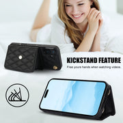 For iPhone 16 Crossbody Rhombic Horizontal Wallet Leather Phone Case(Black)