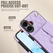 For iPhone 16 Crossbody Rhombic Horizontal Wallet Leather Phone Case(Purple)