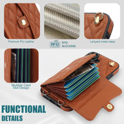 For iPhone 16 Crossbody Rhombic Horizontal Wallet Leather Phone Case(Brown)