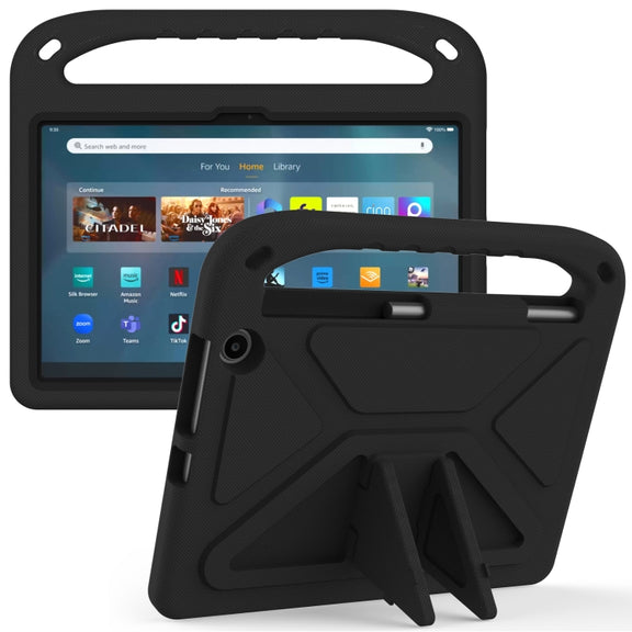 For Amazon Kindle Fire Max 11 Handle EVA Shockproof Tablet Case with Holder(Black)