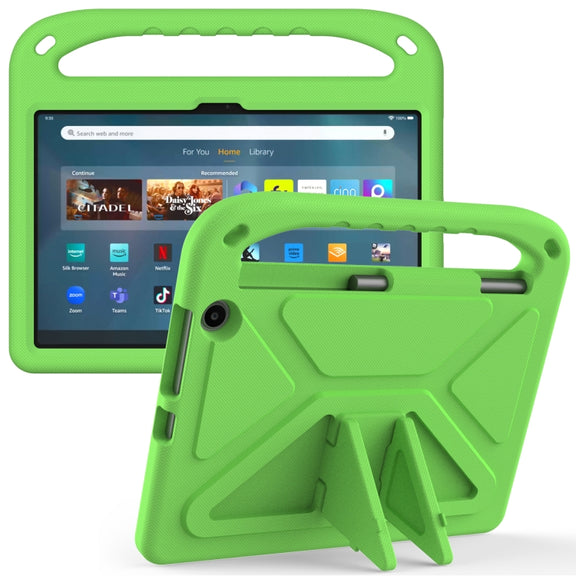 For Amazon Kindle Fire Max 11 Handle EVA Shockproof Tablet Case with Holder(Green)
