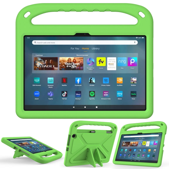 For Amazon Kindle Fire Max 11 Handle EVA Shockproof Tablet Case with Holder(Green)