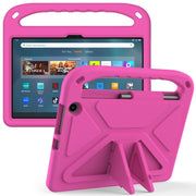 For Amazon Kindle Fire Max 11 Handle EVA Shockproof Tablet Case with Holder(Rose Red)