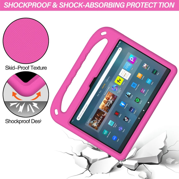 For Amazon Kindle Fire Max 11 Handle EVA Shockproof Tablet Case with Holder(Rose Red)