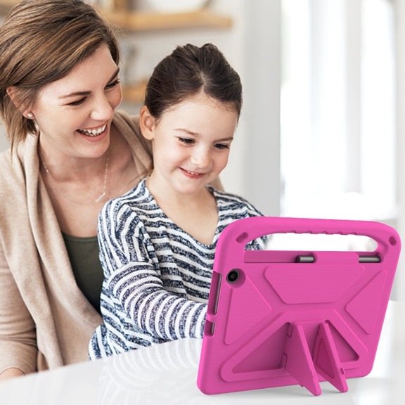 For Amazon Kindle Fire Max 11 Handle EVA Shockproof Tablet Case with Holder(Rose Red)