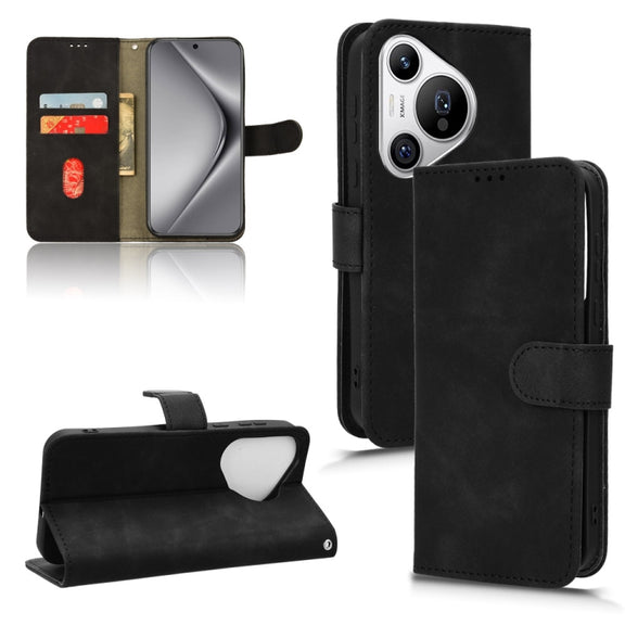 For Huawei Pura 70 Skin Feel Magnetic Flip Leather Phone Case(Black)