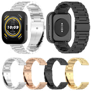 For Amazfit Bip 5 Three Strains Stainless Steel Watch Band(Gold)
