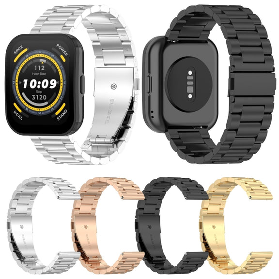 For Amazfit Bip 5 Three Strains Stainless Steel Watch Band(Gold)