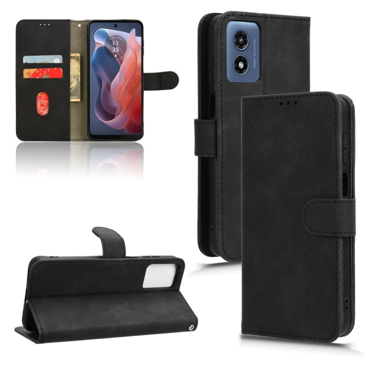 For Motorola Moto G Paly 4G 2024 Skin Feel Magnetic Flip Leather Phone Case(Black) - free shipping - PMC Jewellery - Order now!